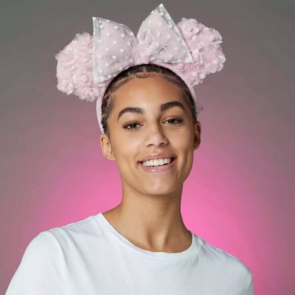 Disney Parks Minnie Mouse Hearts and Flowers Ears Headband For Adults - Picture 5 of 7